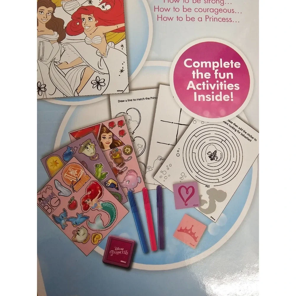 Disney Princess‎ Activity Journal Pad markers ink stickers Ariel Belle Rapunzel
